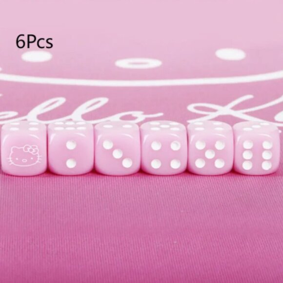 Hello Kitty Pink Dice 6 Set 14 mm NWT - Picture 3 of 3